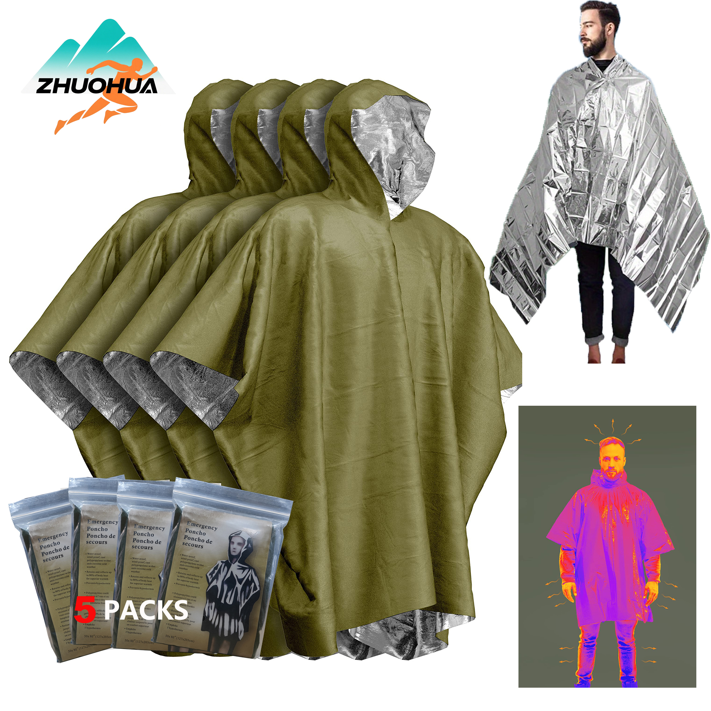 ZHUOHUA 5 Pack Emergency Survi – Emergency Poncho Rain Bewertung und Preis